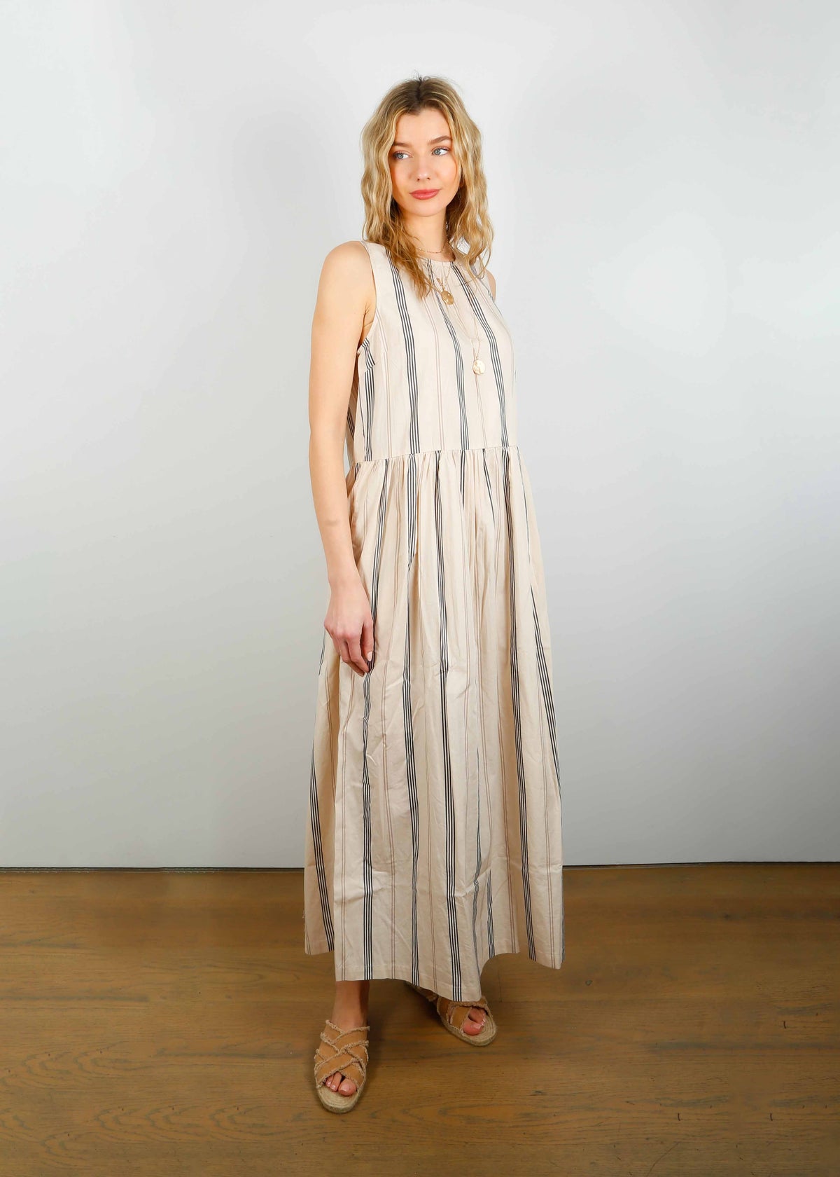 SLF Mita Dress in Sandshell Stripe