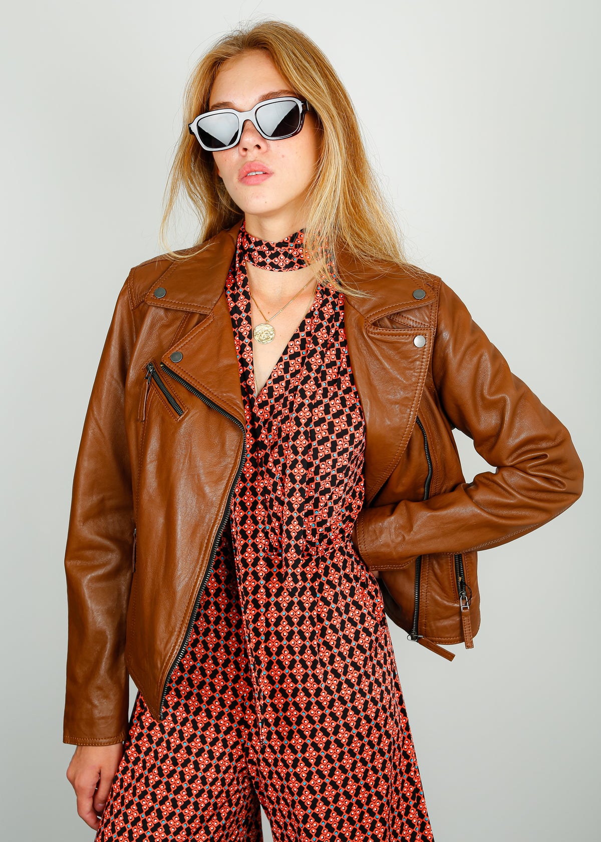 OW Clips Leather Jacket in Whisky