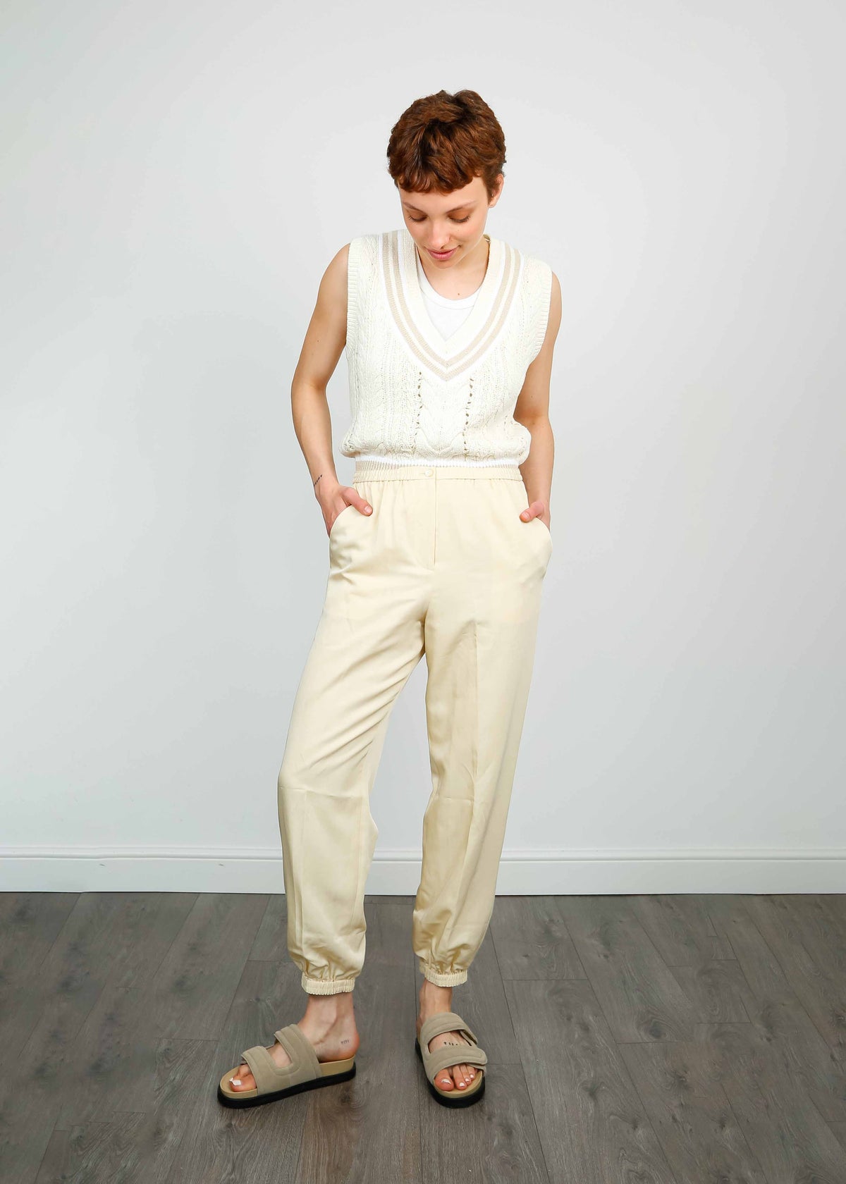 JOSEPH Taio Trousers in Alabaster