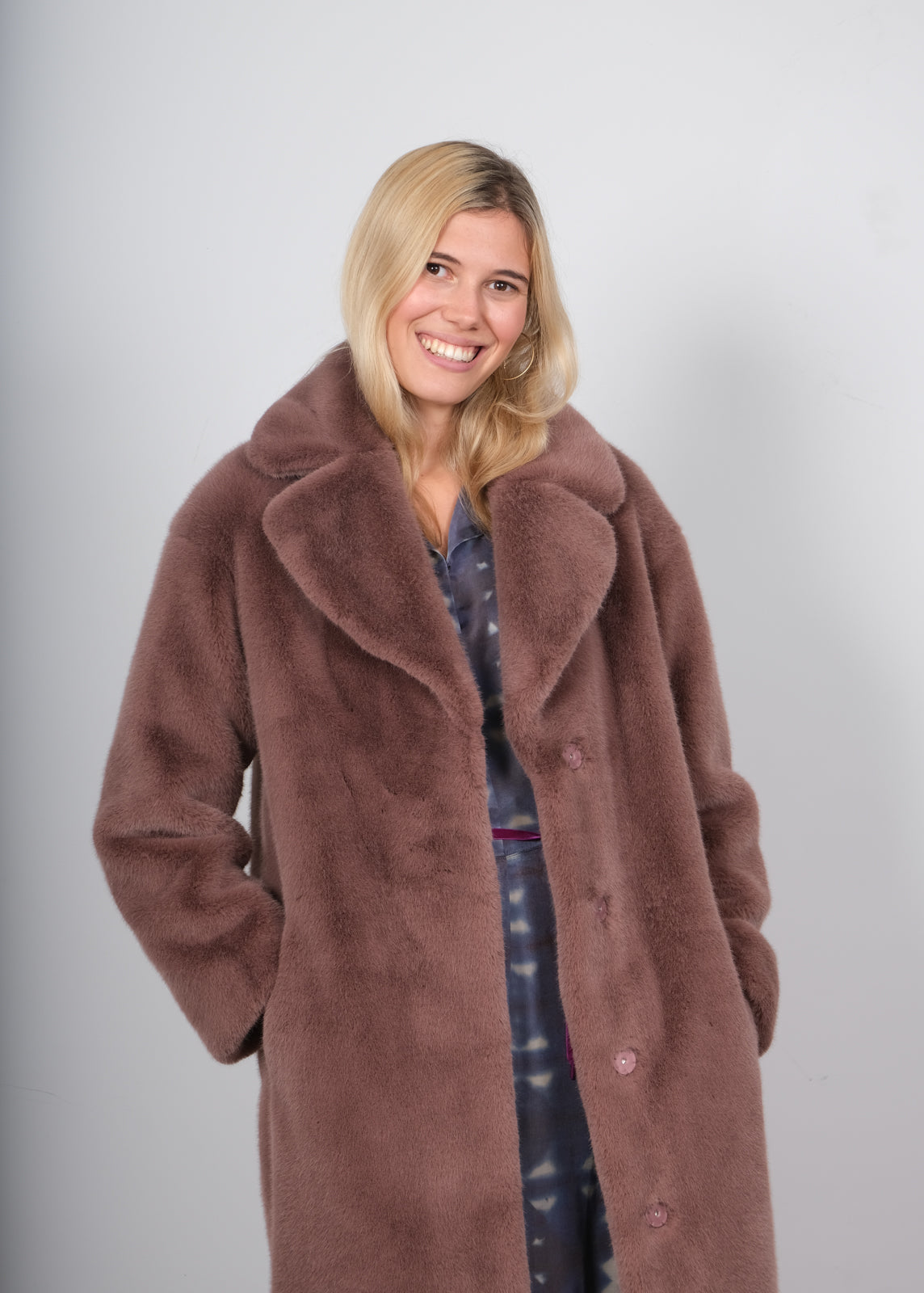 STAND Camille cocoon coat in dusty purple