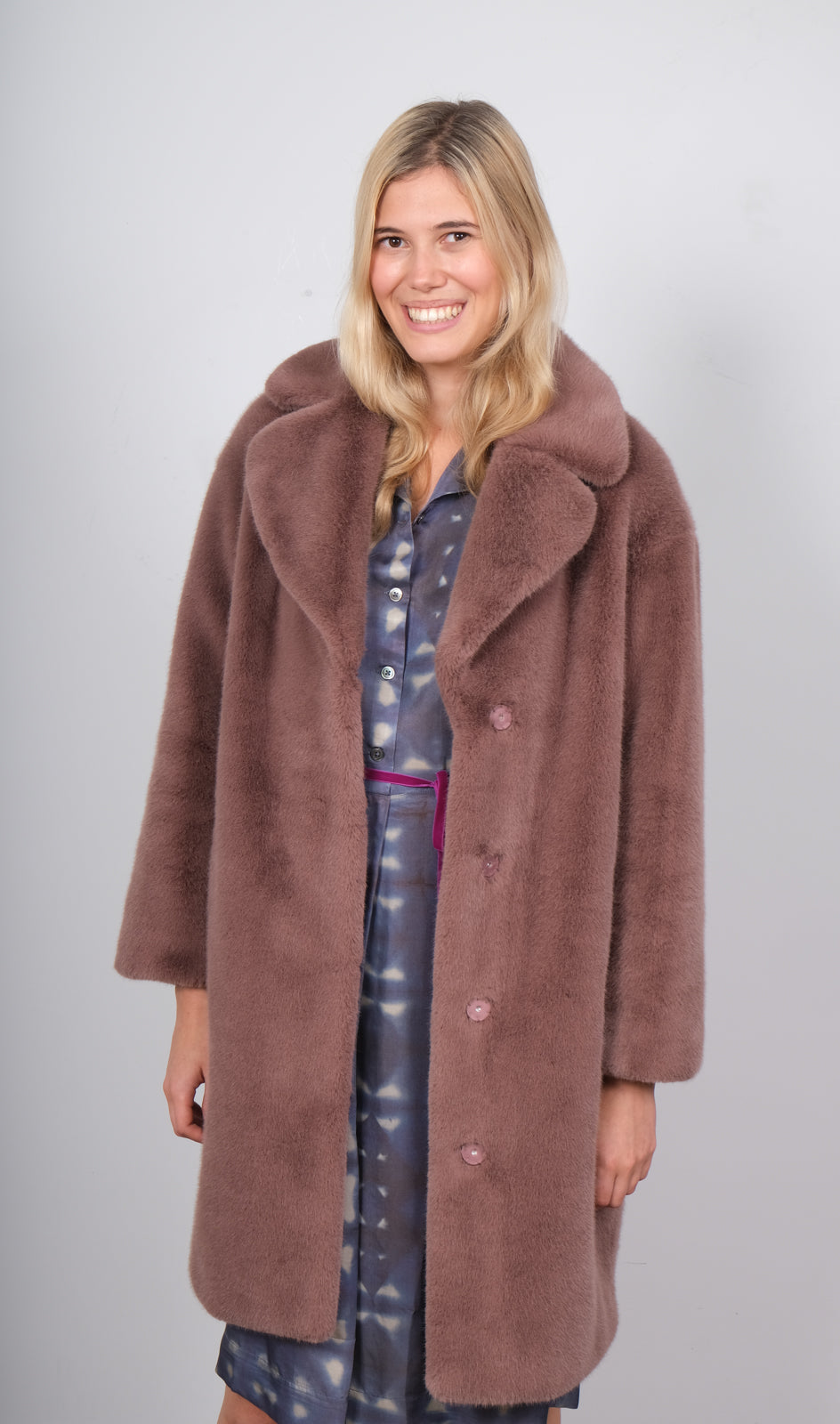 STAND Camille cocoon coat in dusty purple