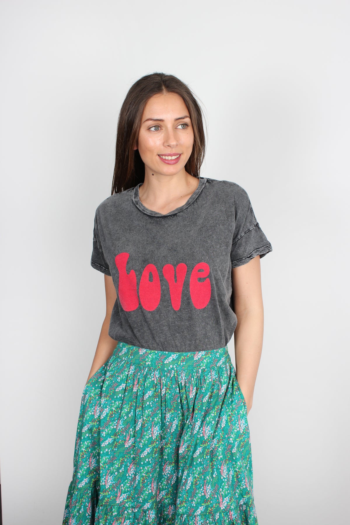 Five TSE2228 Love acid grey cotton T-shirt