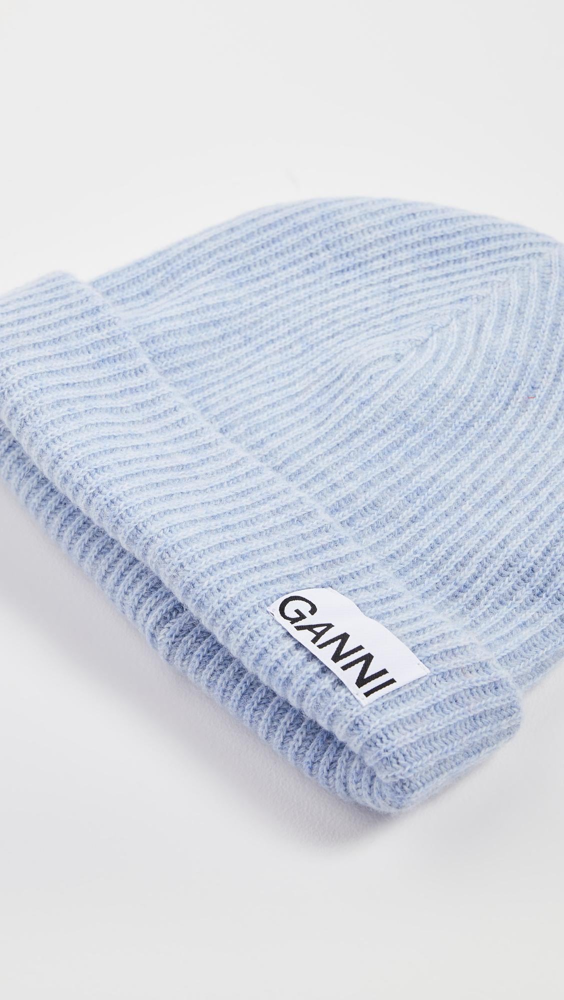 GANNI A3533 Rib Knit Beanie in Heather