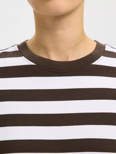 SELECTED Essential LS Striped Tee in Delicioso