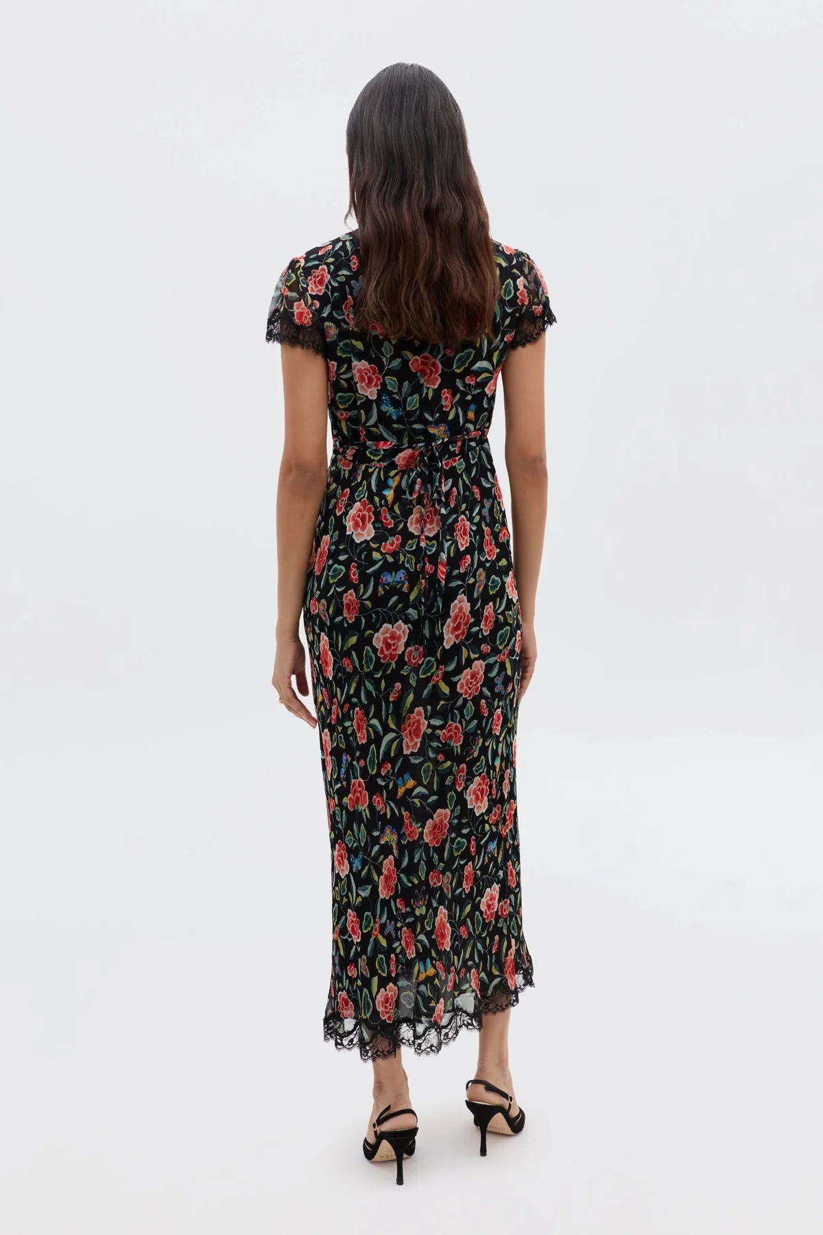 RIXO Clarice Dress in Butterfly Floral Black