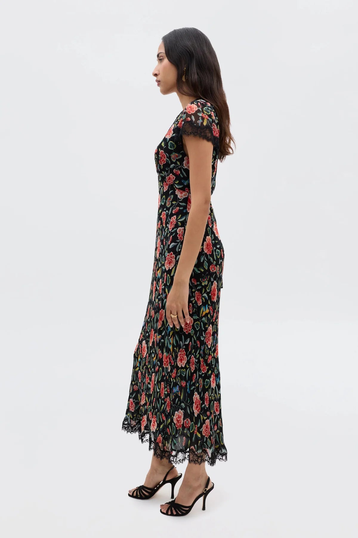 RIXO Clarice Dress in Butterfly Floral Black