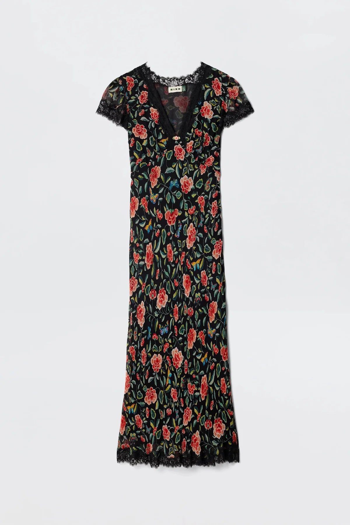 RIXO Clarice Dress in Butterfly Floral Black