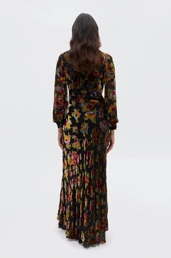 RIXO Emory Dress in Countryside Devore BlacK