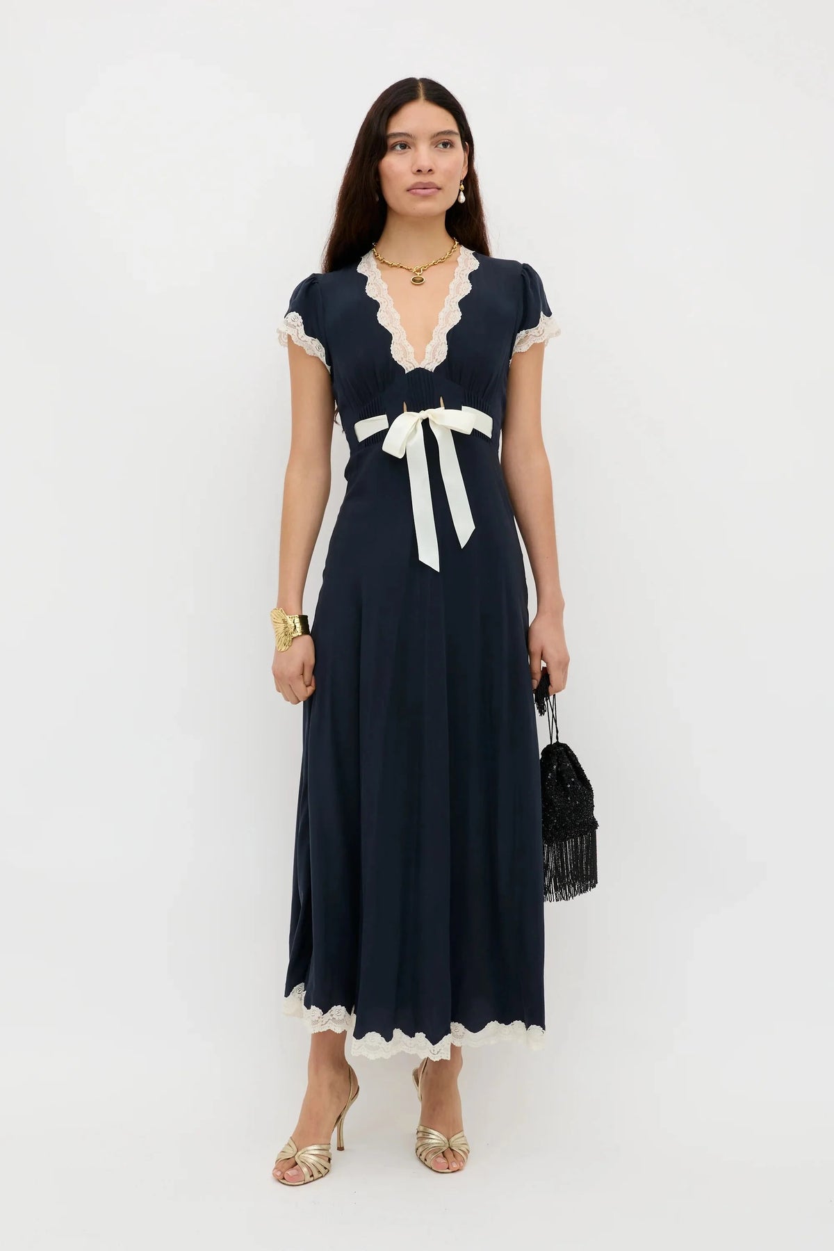 RIXO Marlice Dress in Deep Navy