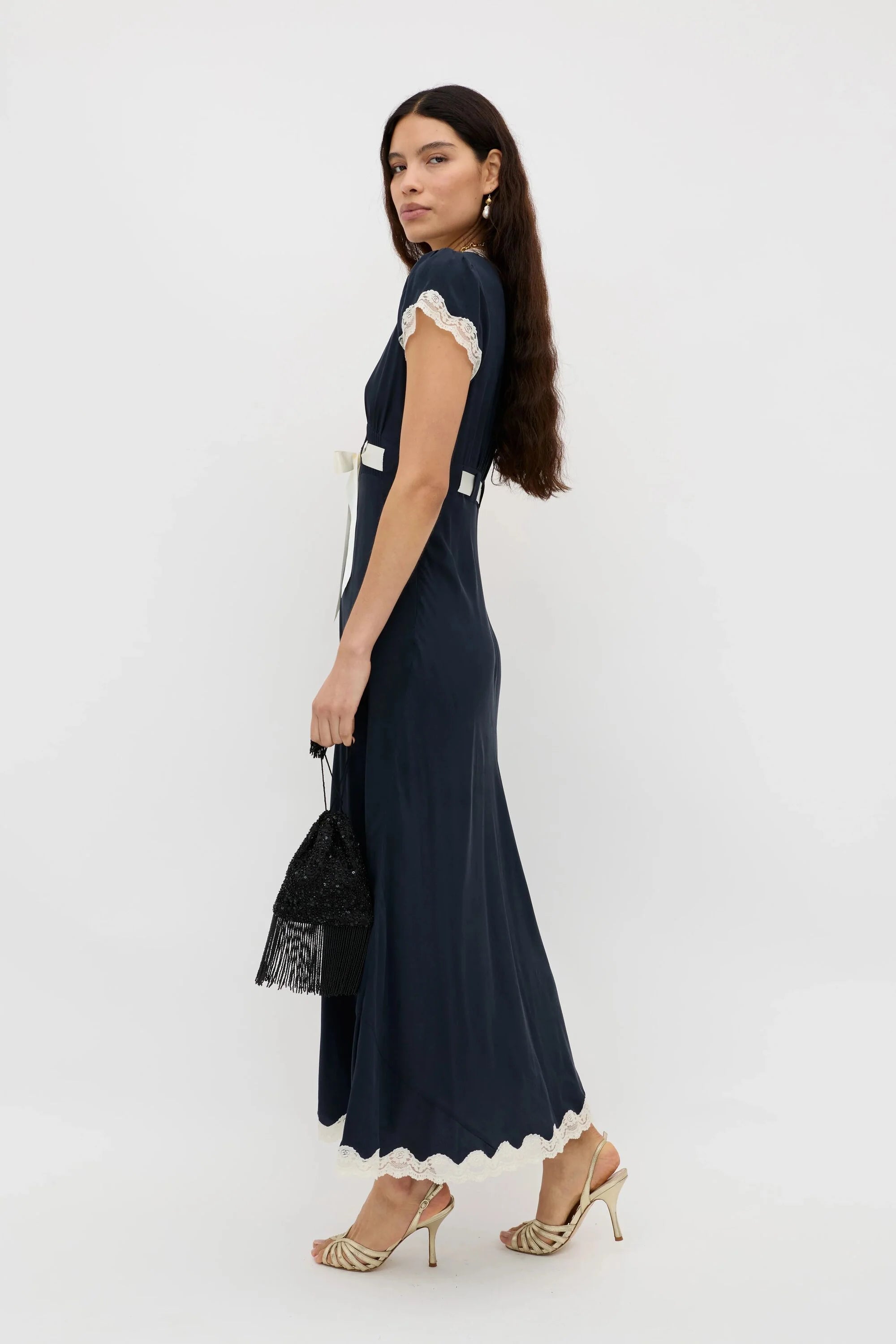 RIXO Marlice Dress in Deep Navy