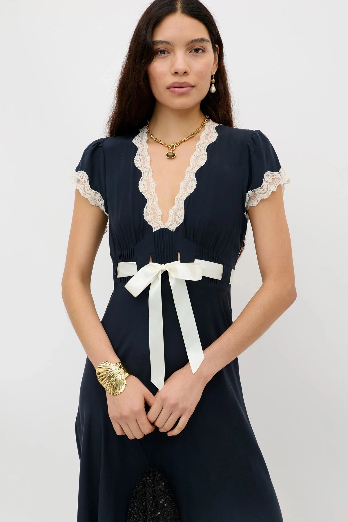RIXO Marlice Dress in Deep Navy