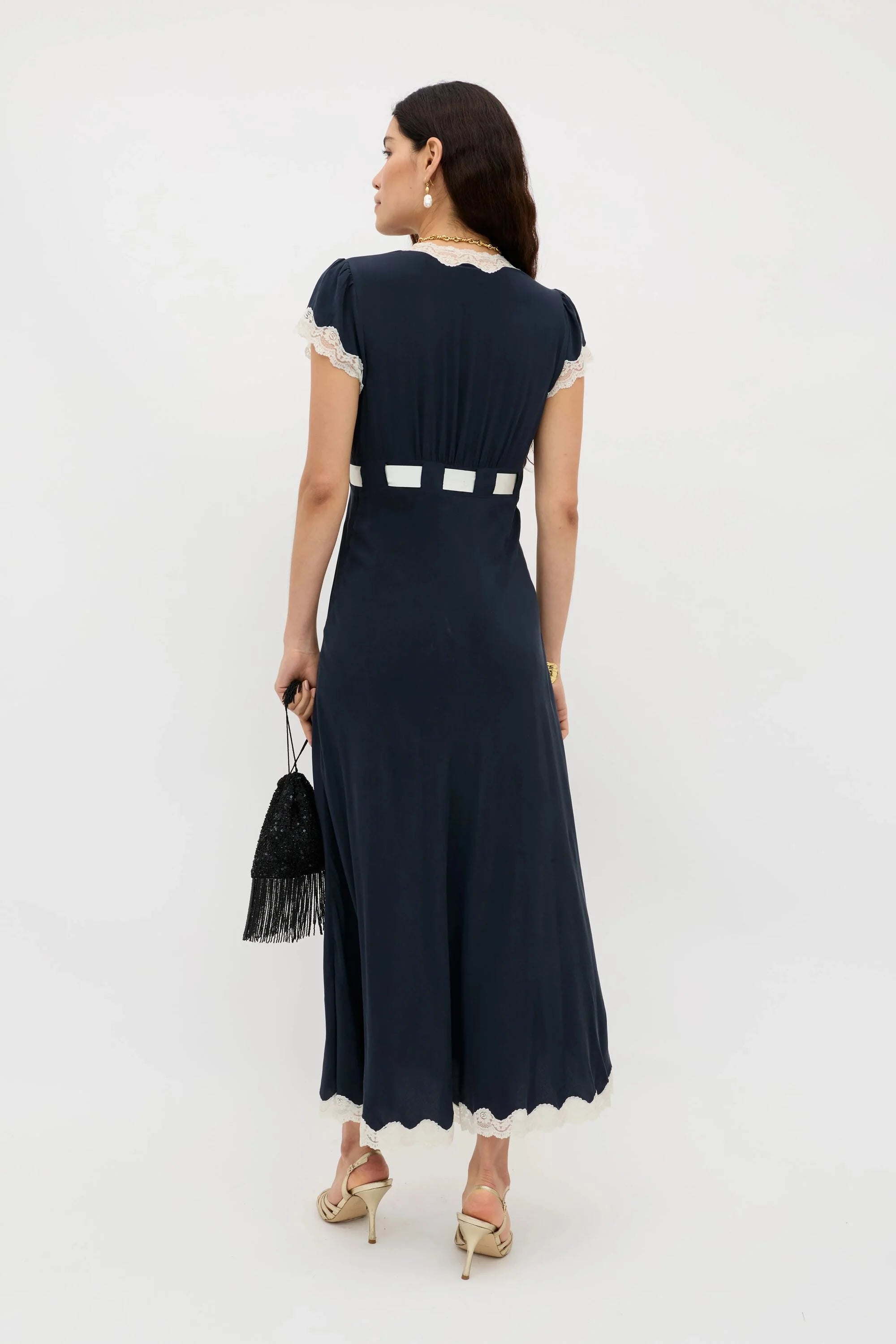 RIXO Marlice Dress in Deep Navy