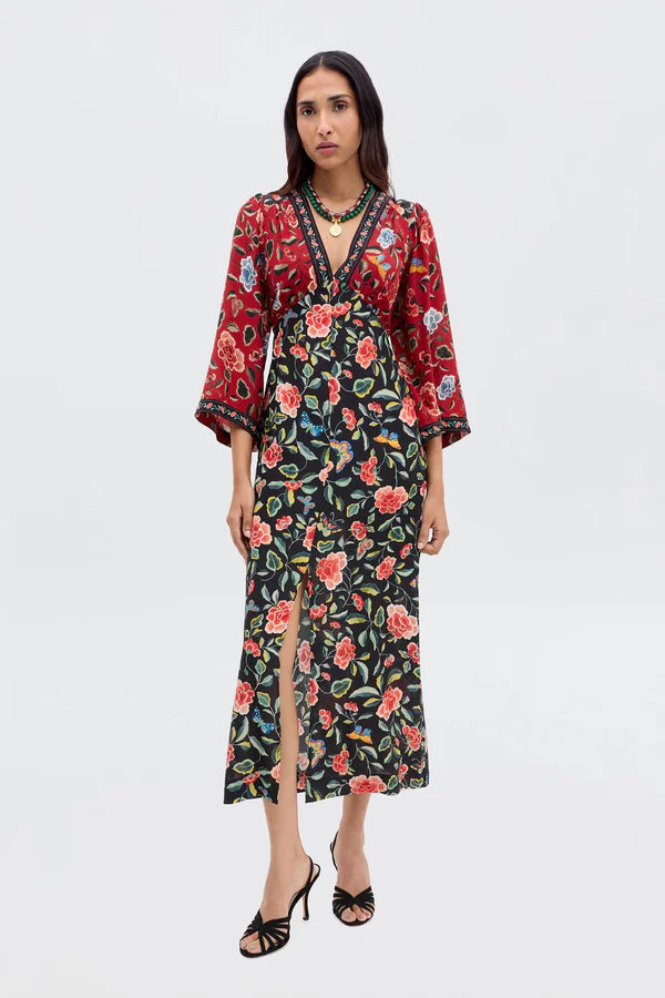 RIXO Dahlia Dress in Butterfly Mix Black