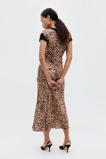 RIXO Amari Dress in Mila Leo Brown