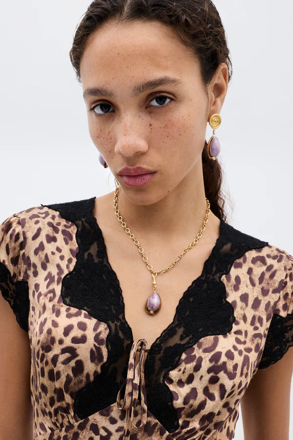 RIXO Amari Dress in Mila Leo Brown