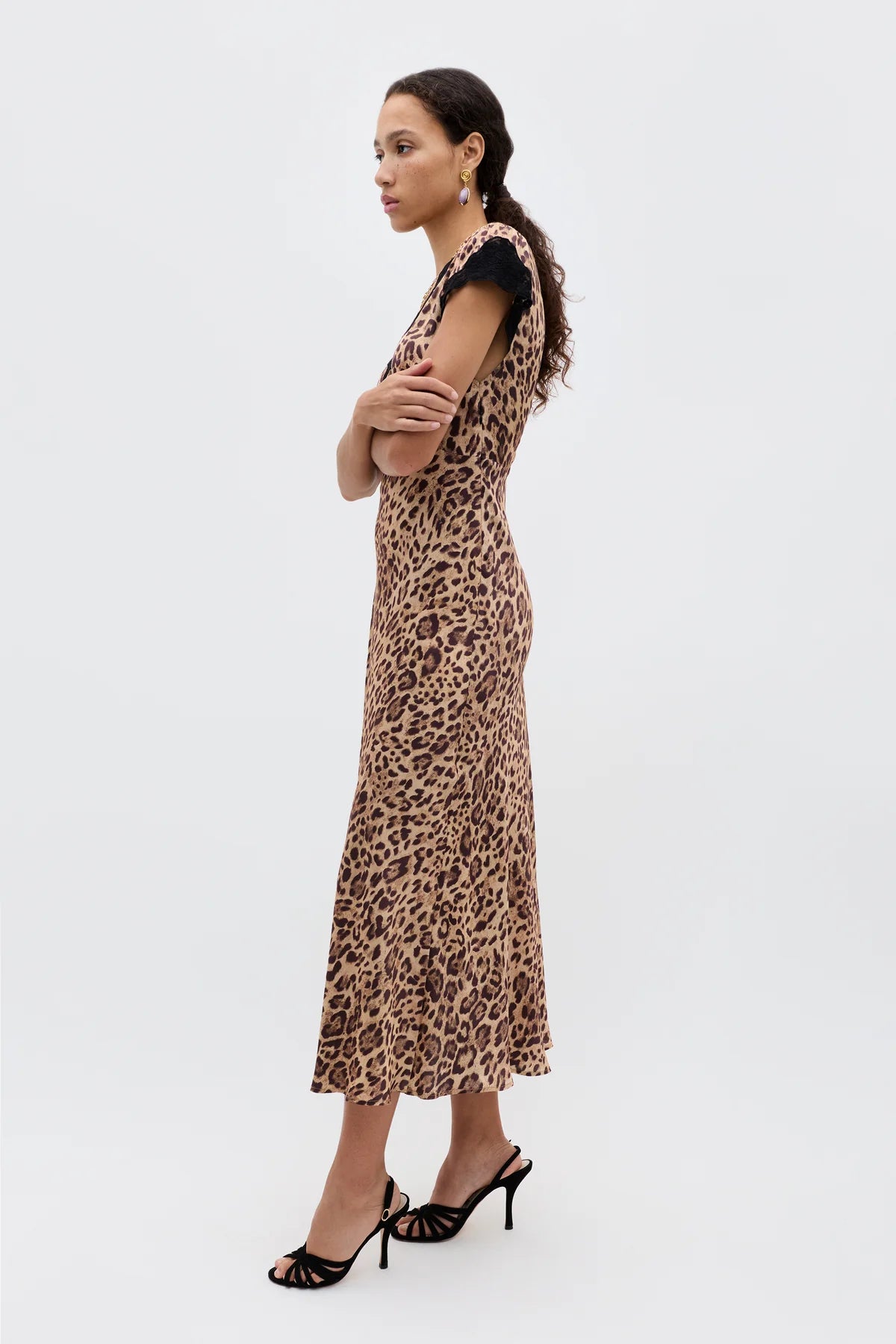 RIXO Amari Dress in Mila Leo Brown