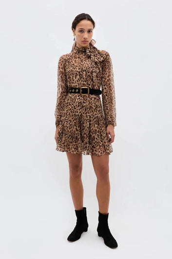 RIXO Anaya Dress in Mila Leo Brown