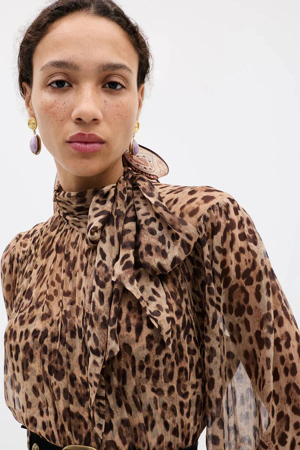 RIXO Anaya Dress in Mila Leo Brown