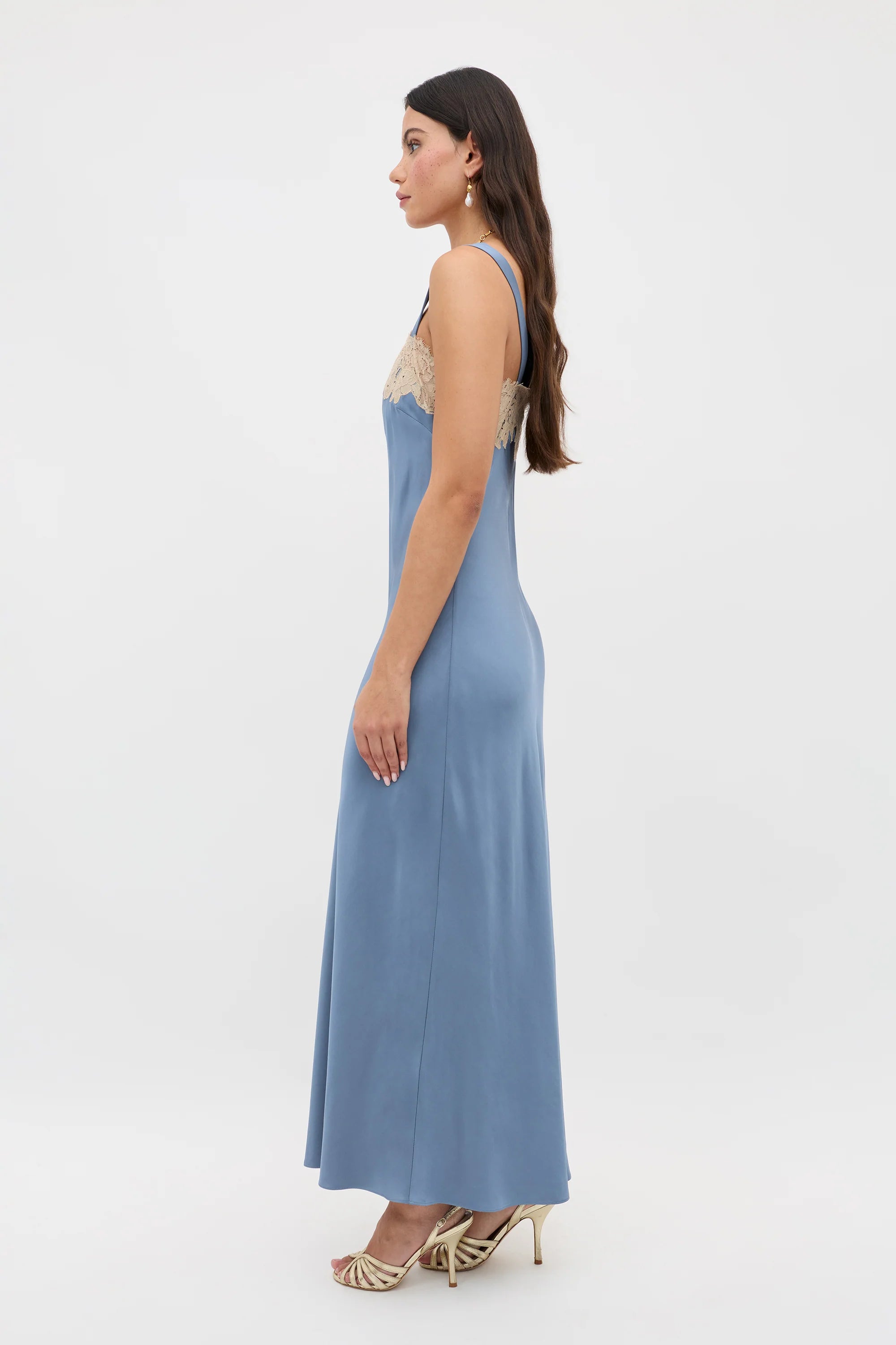 RIXO Rosamarie Dress in Stone Blue