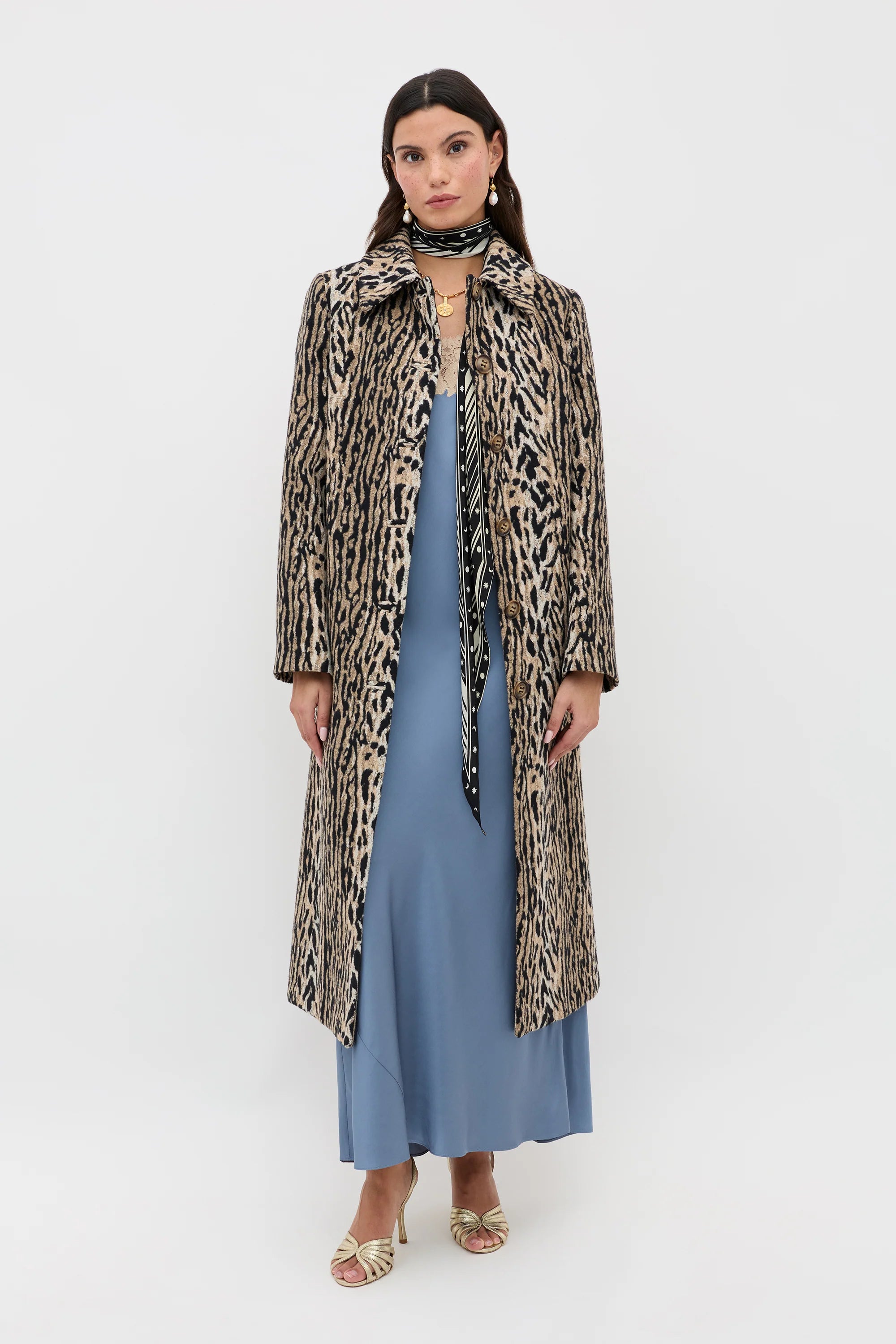 RIXO Rosamarie Dress in Stone Blue