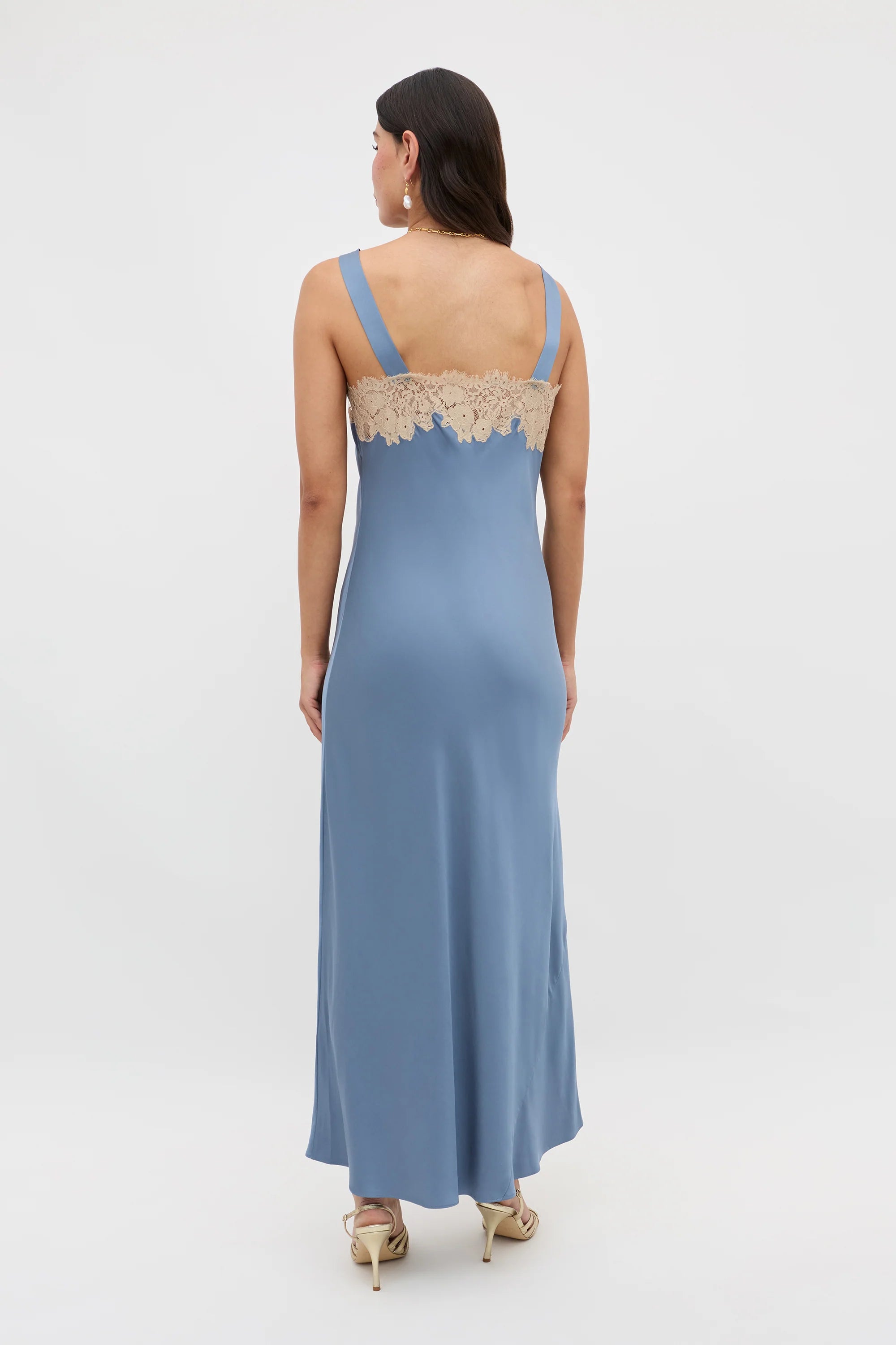 RIXO Rosamarie Dress in Stone Blue