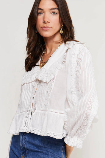 RIXO Maribelle Top in Ivory