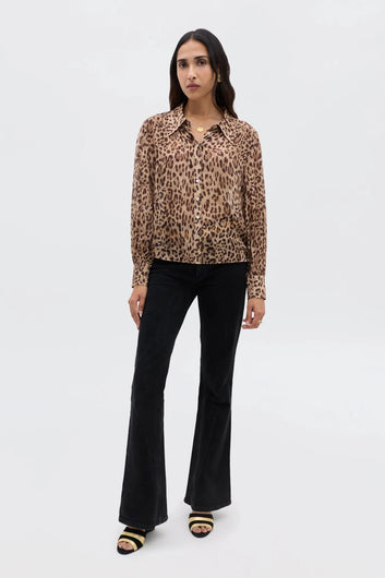 RIXO Blake Top in Mila Leo Brown