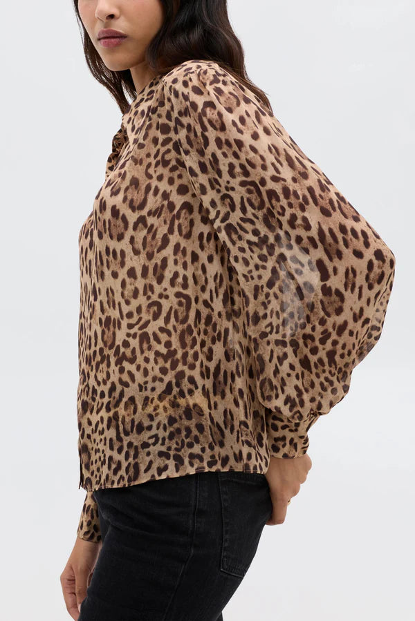 RIXO Blake Top in Mila Leo Brown