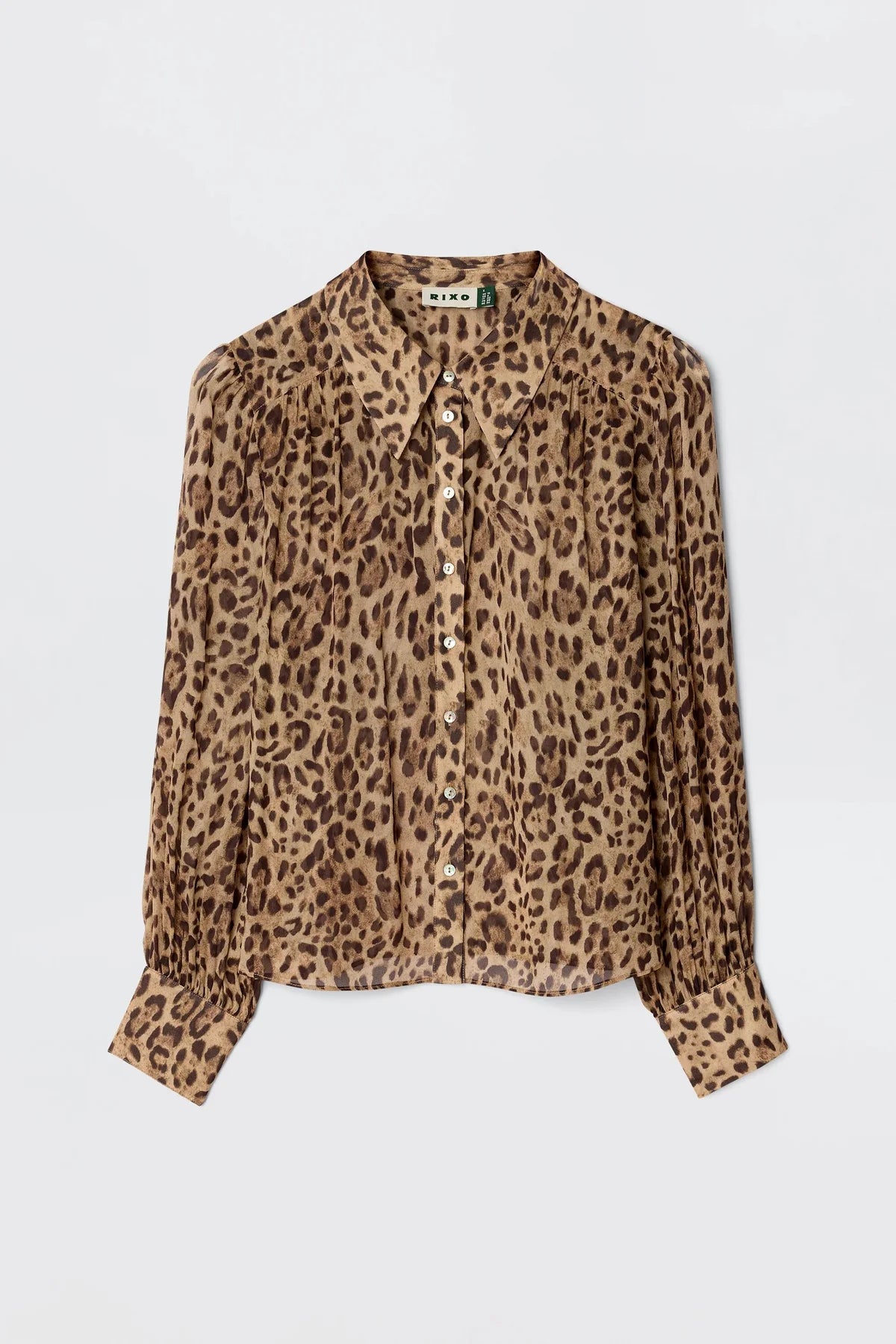 RIXO Blake Top in Mila Leo Brown