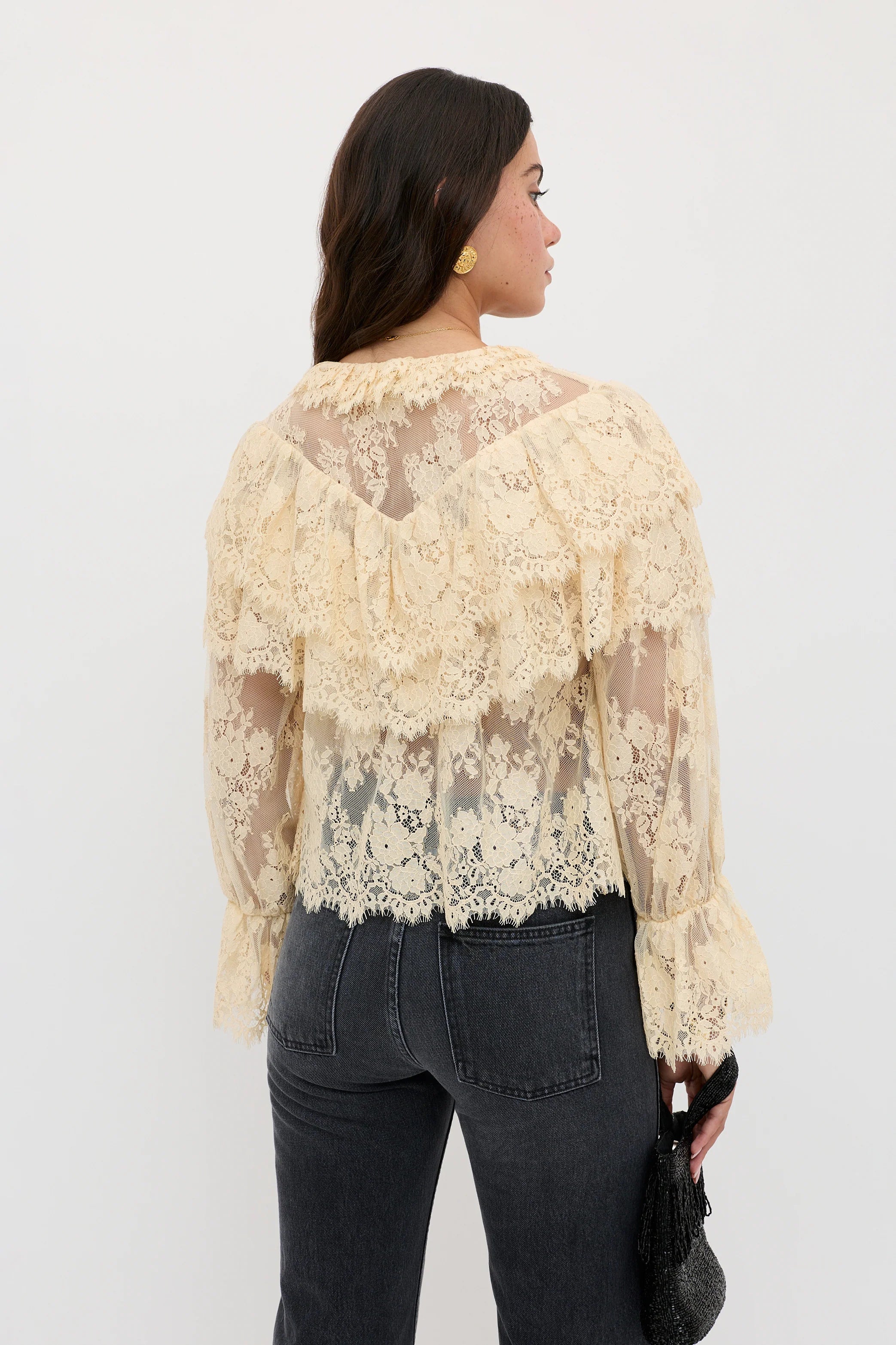 RIXO Faryn Top in Vintage Cream