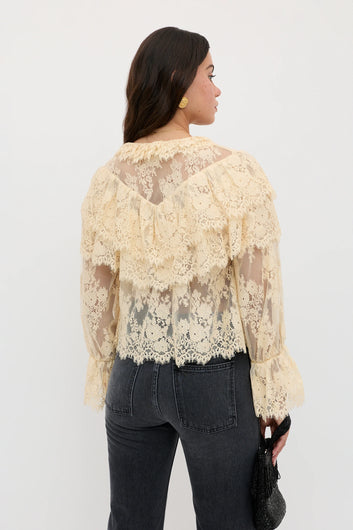 RIXO Faryn Top in Vintage Cream
