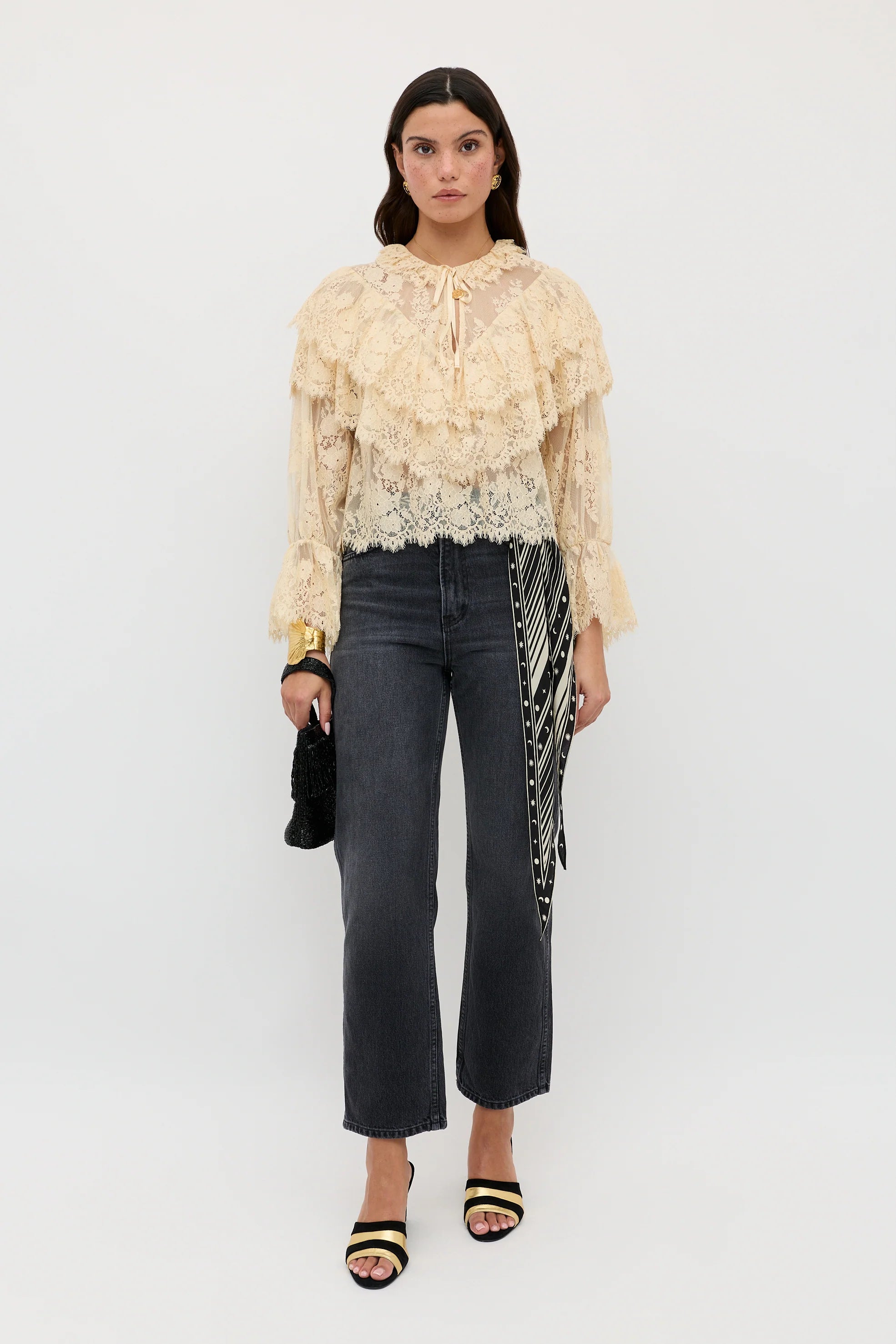 RIXO Faryn Top in Vintage Cream