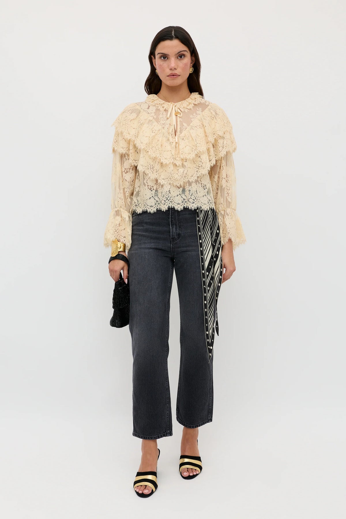 RIXO Faryn Top in Vintage Cream