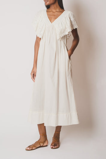 FAUNE Camelia Cotton Voile Dress in Vintage White