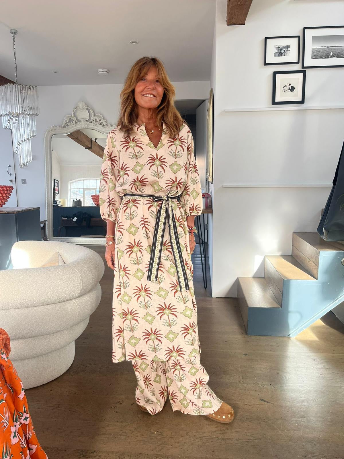 Primrose Park Harper Dress in Maxi Palm Cream