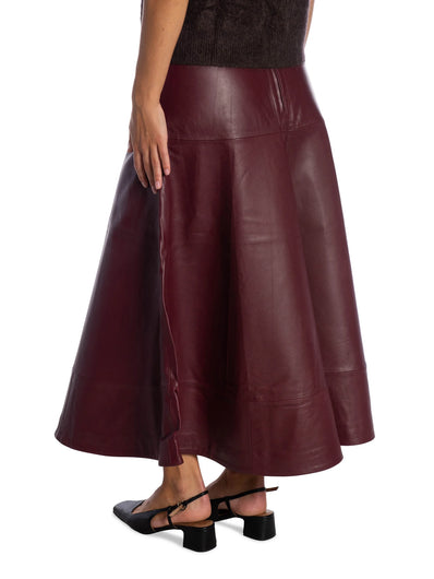 SELECTED Olympia Leather Midi Skirt - Tawny Port
