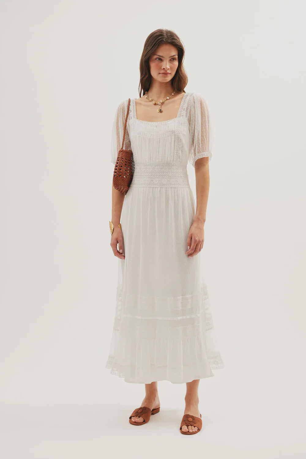 RIXO Hadley Dress in Ivory