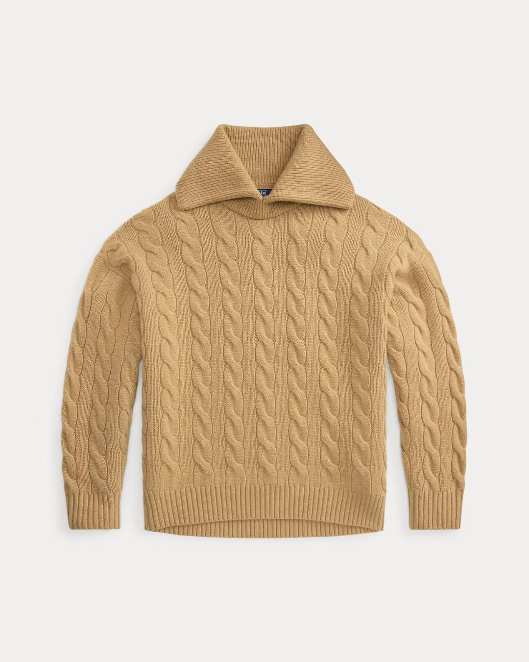 Ralph Lauren Shawl Cable Pullover - Camel Melange