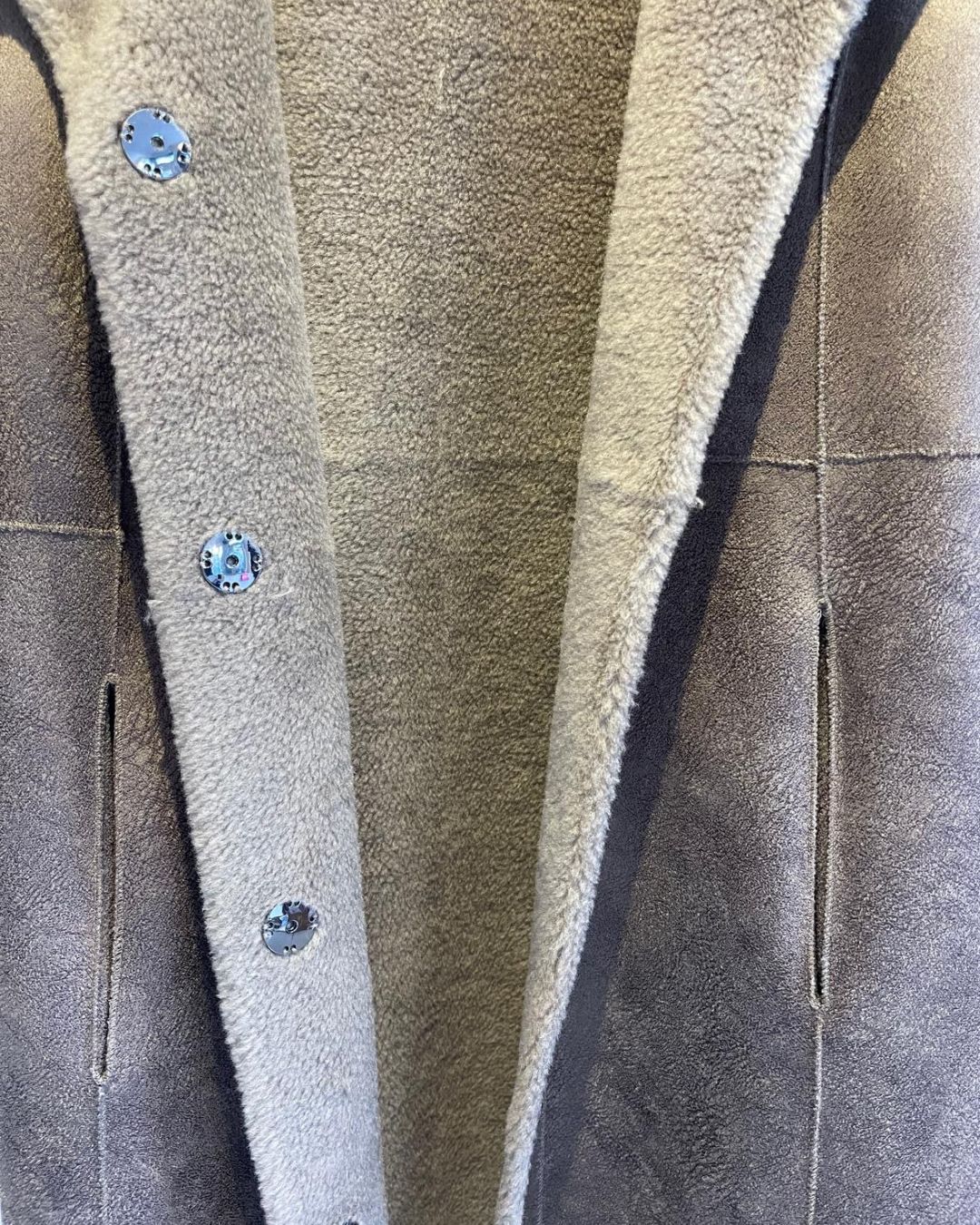 Oakwood Reversible Venus Lily Fur Wool Jacket in Taupe
