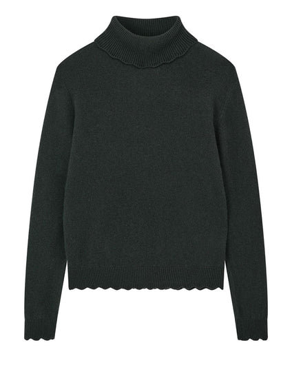 Jumper 1234 Crochet Edge Roll Collar - Breen