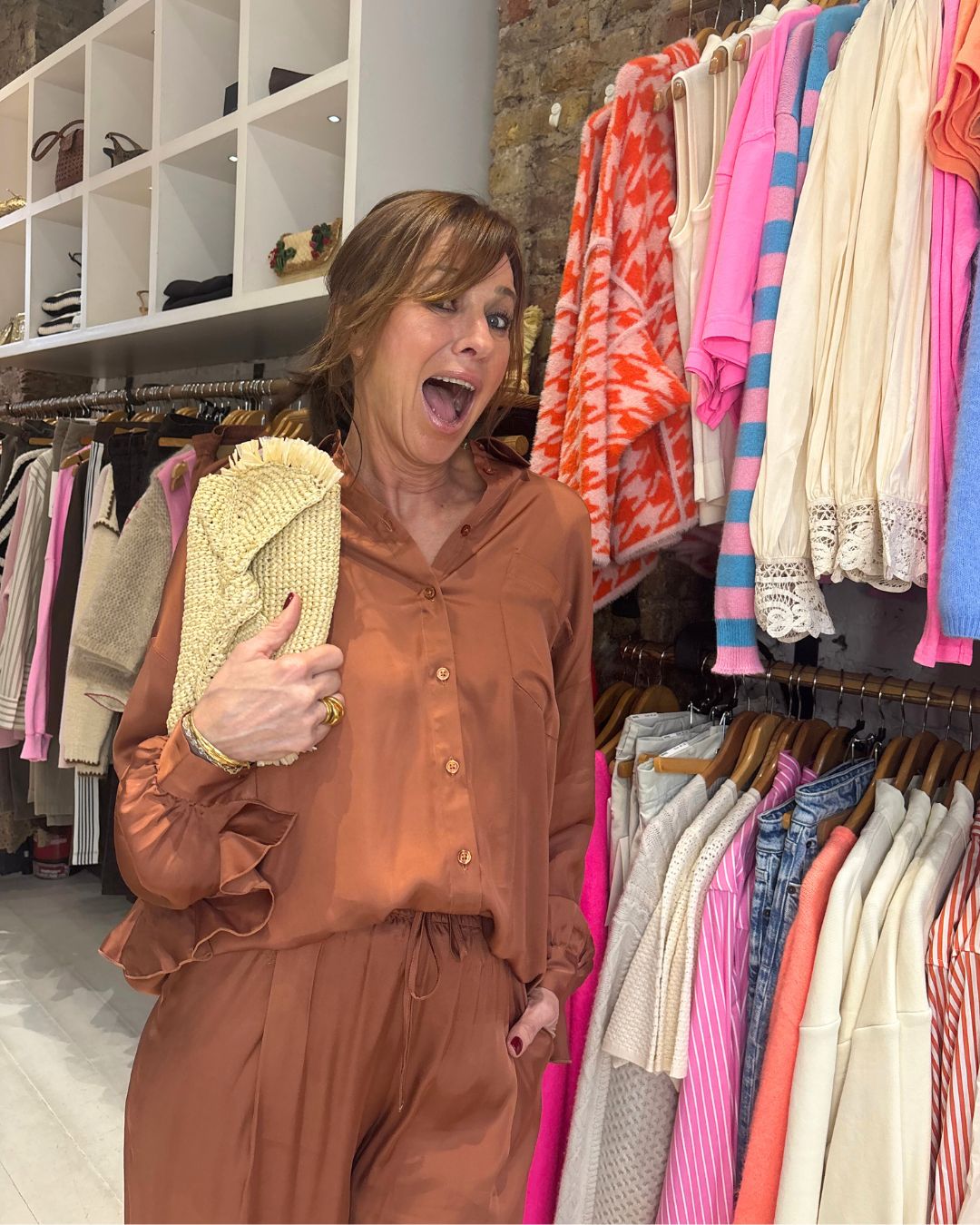 Essentiel Antwerp Judith Oversized Ruffle Shirt in Etruscan Red