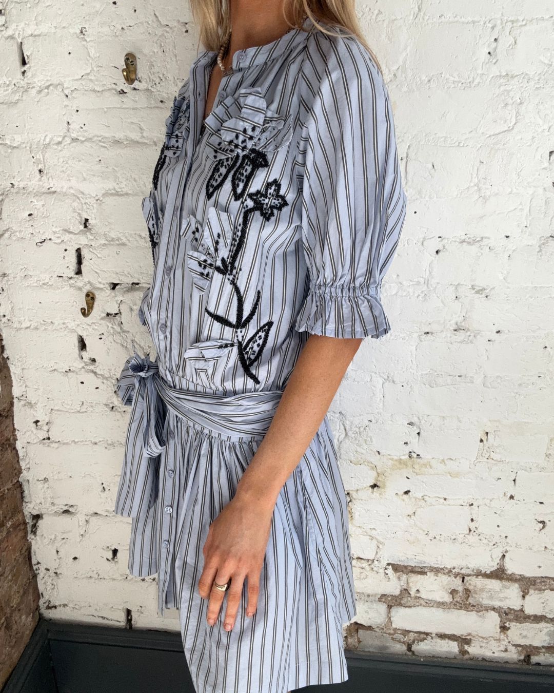 Essentiel Antwerp Jindonesia 3D Flower Shirtdress - Electric Cyan