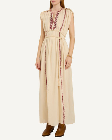 Marant Etoile Liviane Dress in Beige, Red
