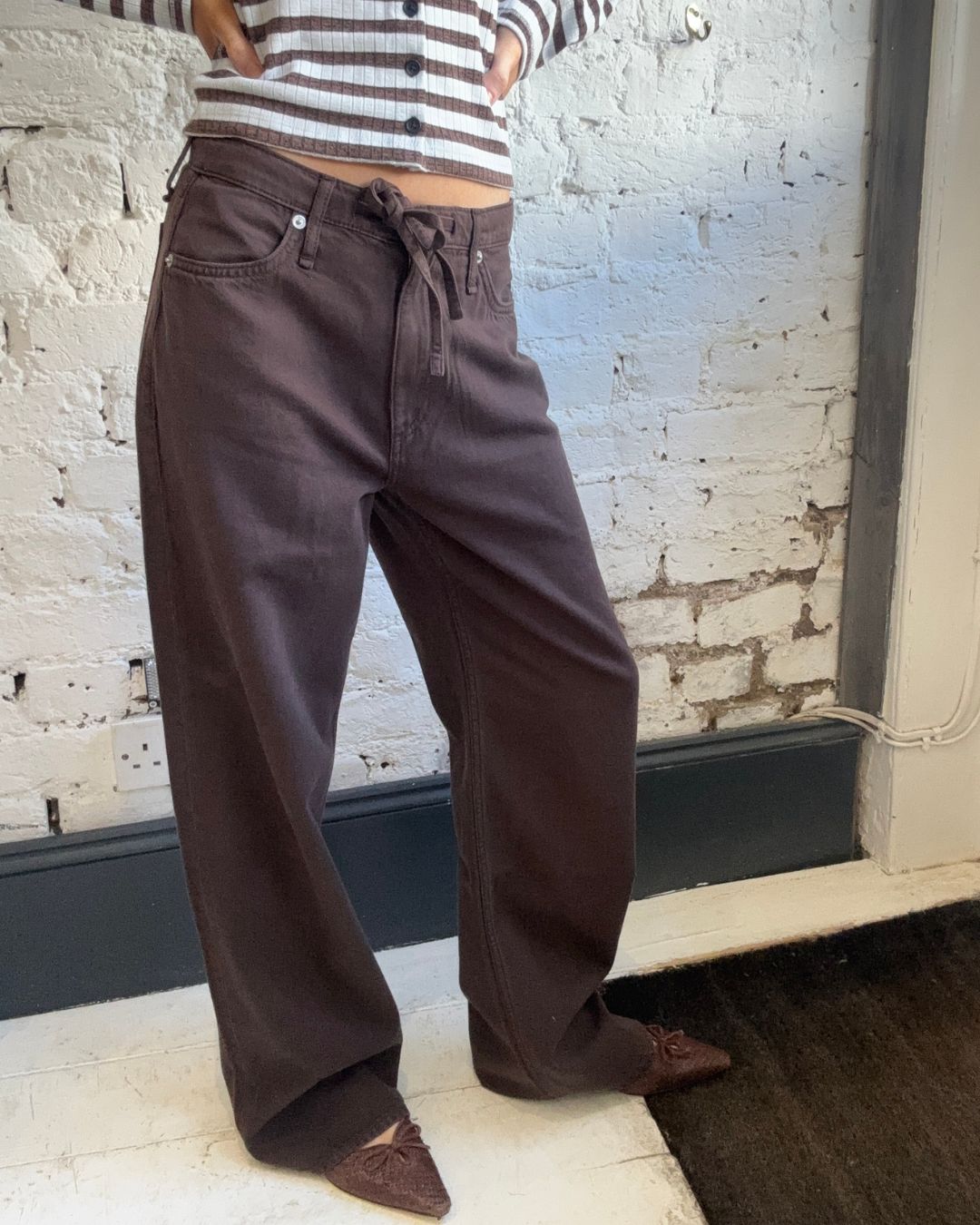 Rag & Bone Phoebe Drawstring Wide - Dk Brownstone