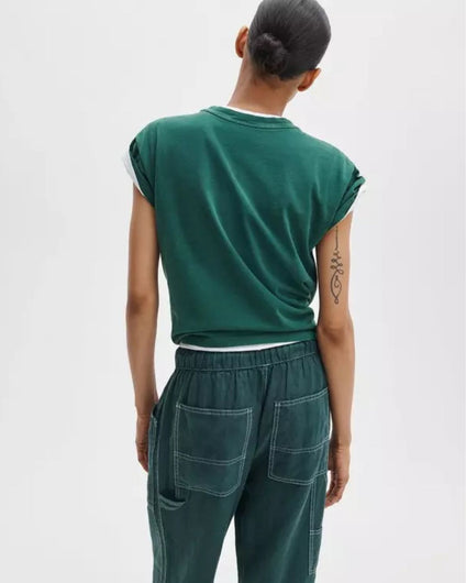 Rag & Bone Distressed Washed Kelly Boxy Tee - Forest