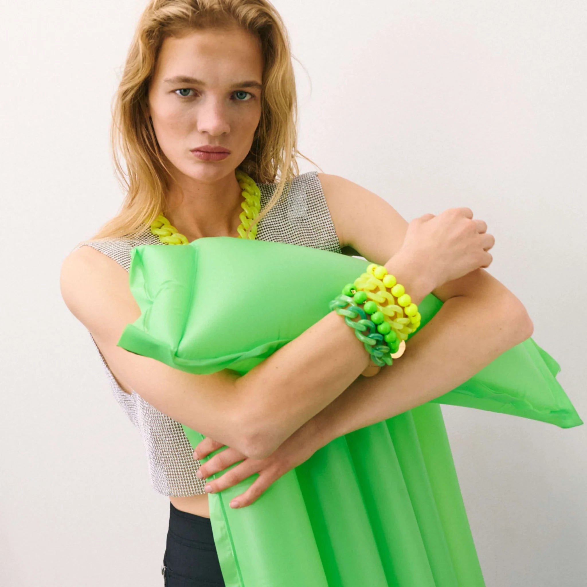 VBARONI Mini Beads Bracelet in Neon Green