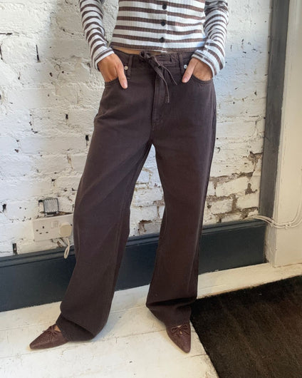 Rag & Bone Phoebe Drawstring Wide - Dk Brownstone