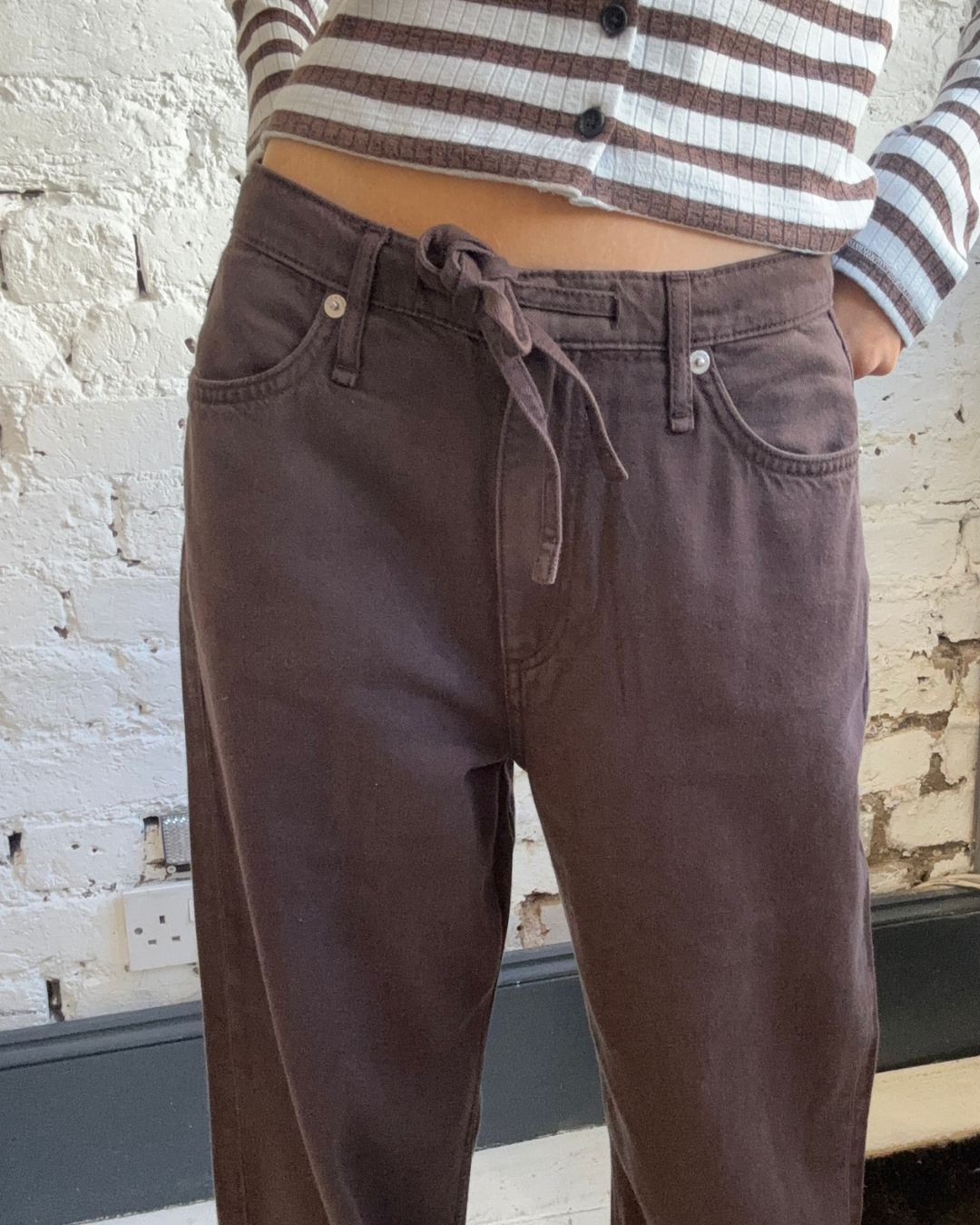 Rag & Bone Phoebe Drawstring Wide - Dk Brownstone