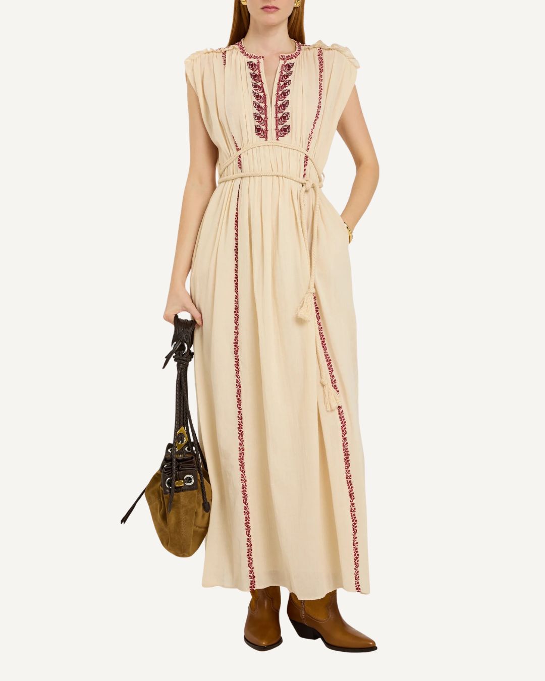 Marant Etoile Liviane Dress in Beige, Red