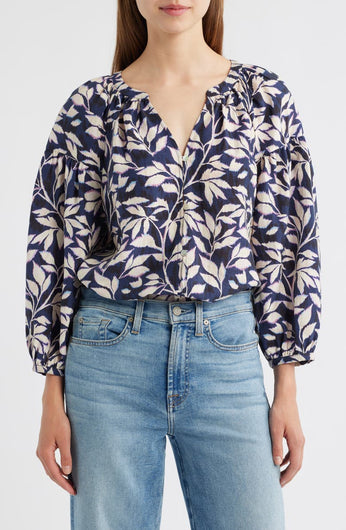 RAILS Vasia  Blouse in Navy Vines